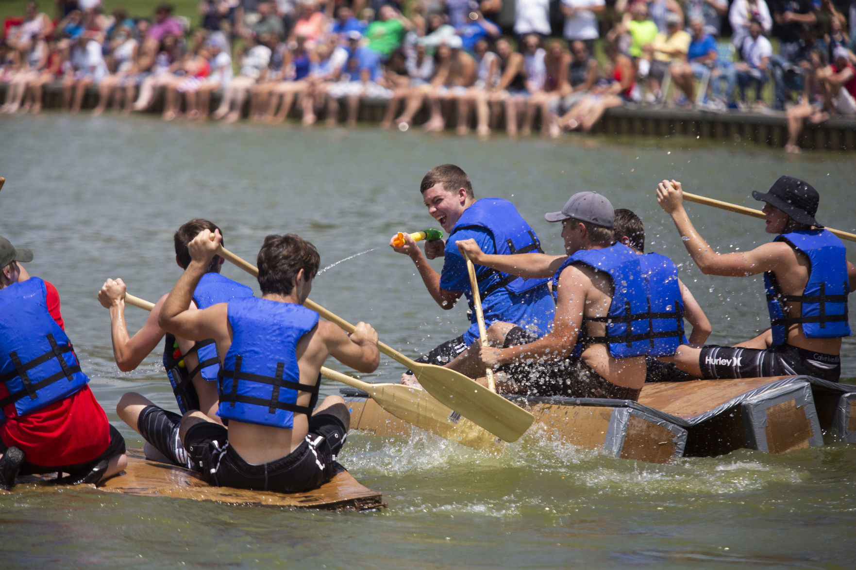 Cardboard boat race at Cedar Lake